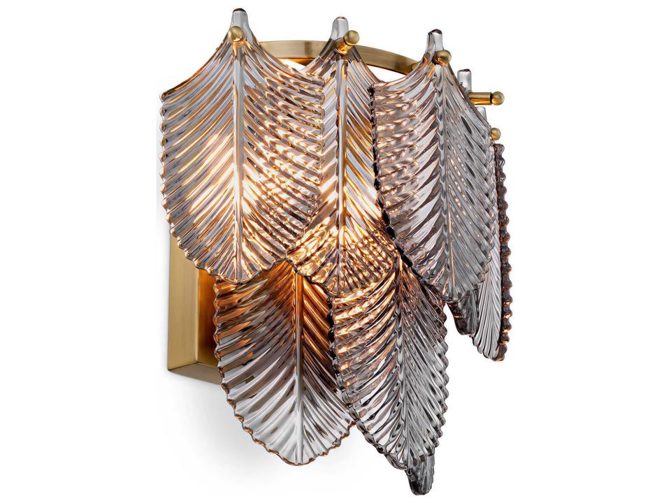 Verbier Wall Lamp in Light Brushed Brass and Smoke Glass
