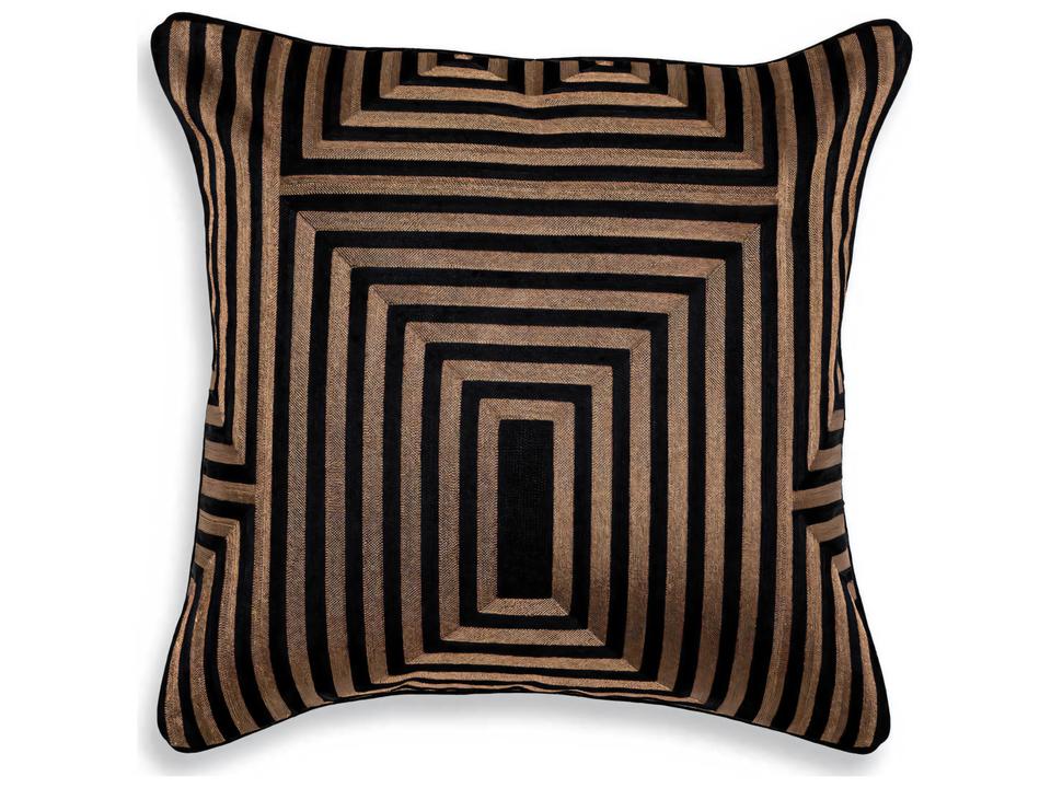 Spray Square Cushion Black and Gold Geometric