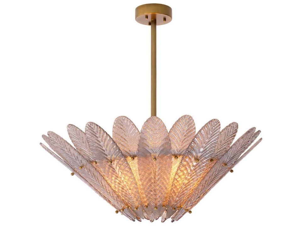 Scala 4-Light Chandelier in Antique Brass with Hand Blown Glass
