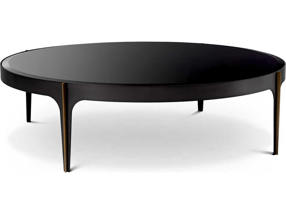 Artemisa L Round Coffee Table in Bronze with Black Beveled Glass