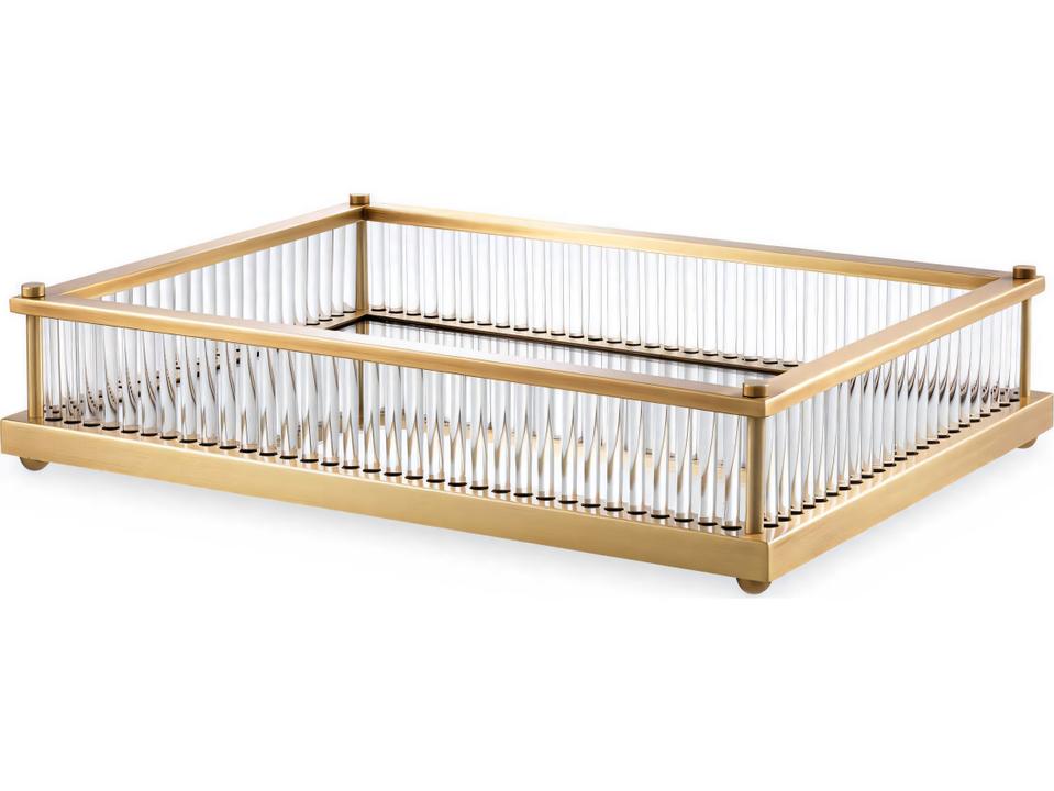 Cora Rectangular Antique Brass Tray