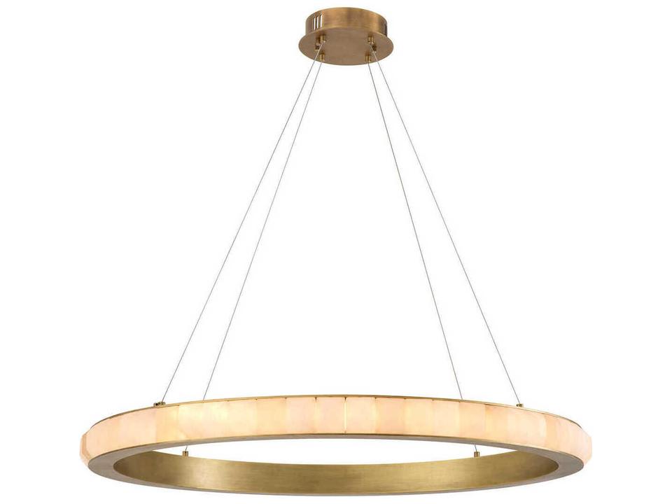 Cabildo Integrated LED Chandelier Alabaster and Antique Brass