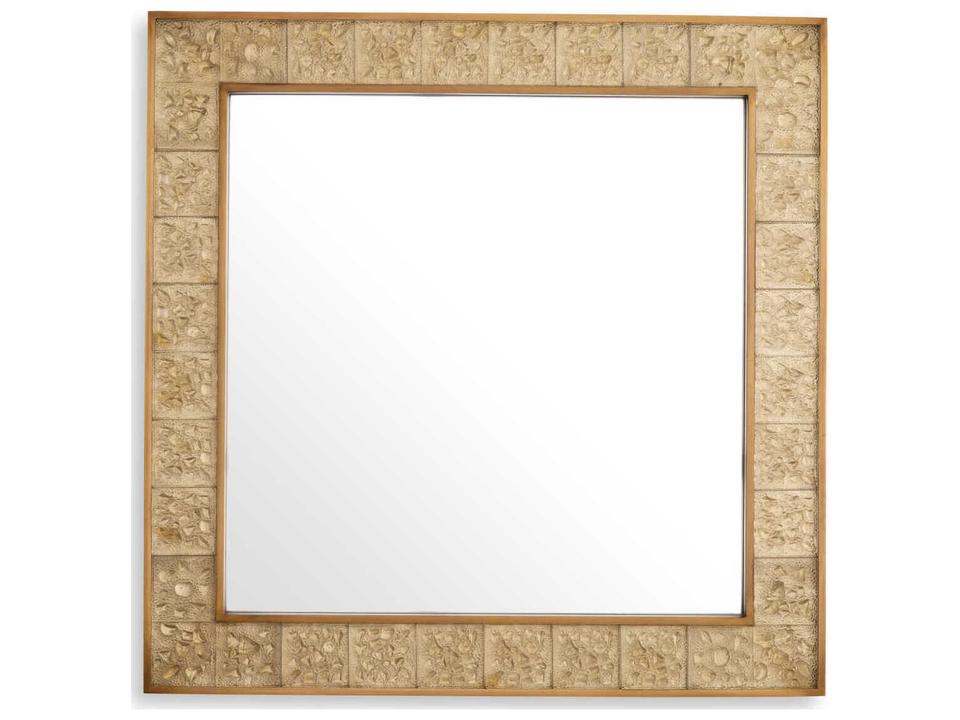 Mellot Square Vintage Brass Mirror