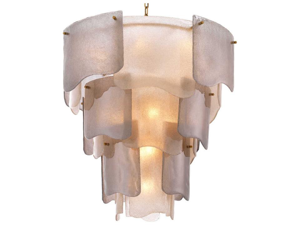 13-Light Asinara L Chandelier in Antique Brass and Smoke Glass