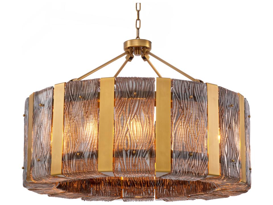 Antique Brass Xlight Smoke Glass Chandelier