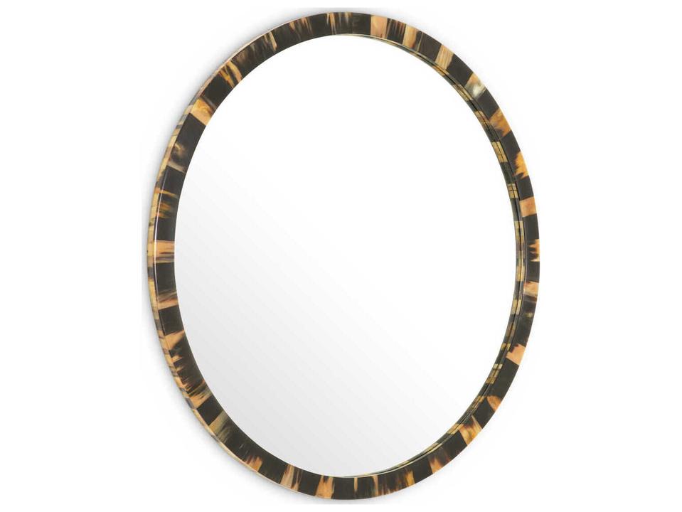 Saint Jerome Round Wall Mirror with Natural Horn Frame