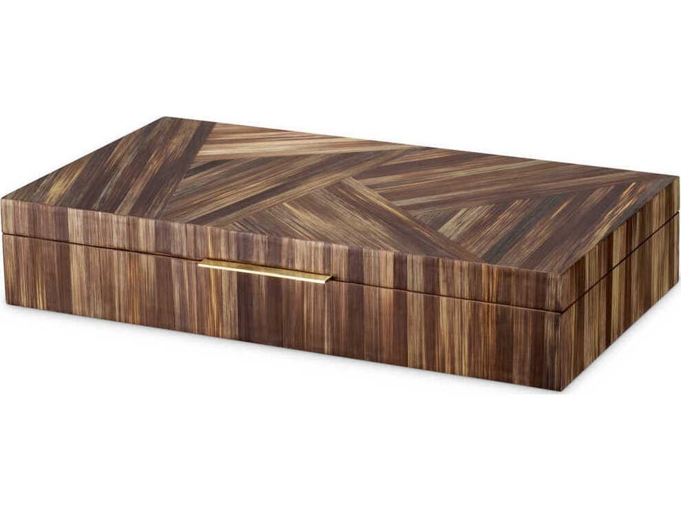Harvard Straw Marquetry Brown Box