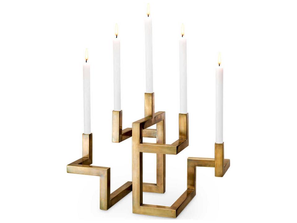 Skyline Vintage Brass Candle Holder