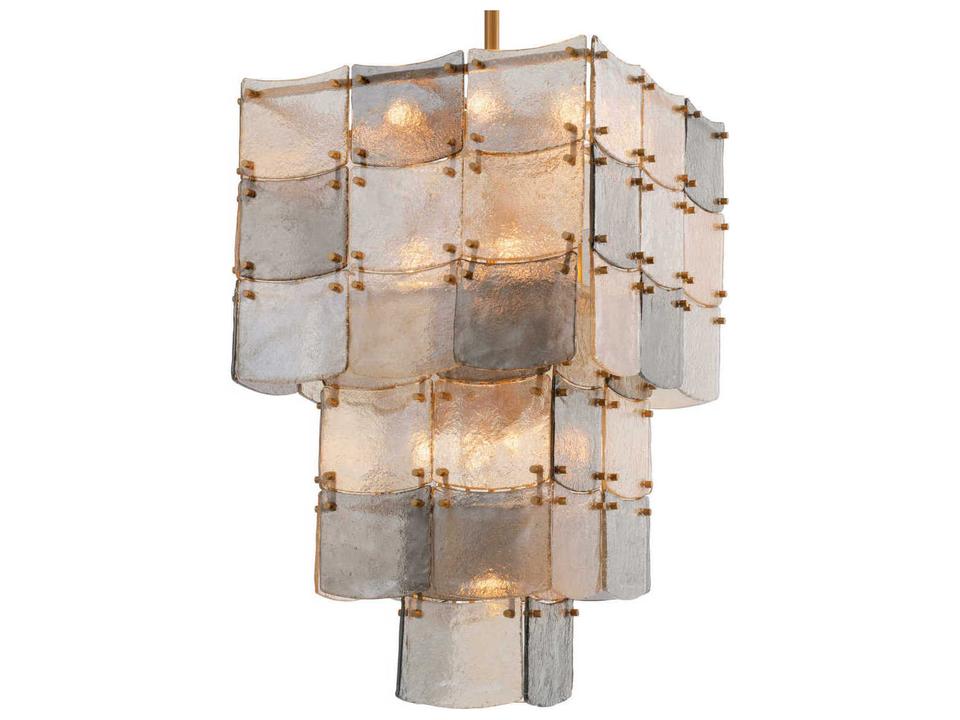Laurent 17-Light Tiered Glass Chandelier in Antique Brass