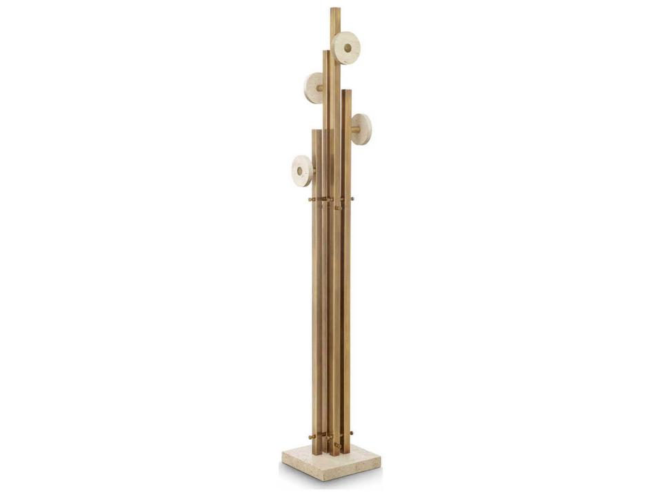 Amadora Vintage Brass Travertine Coatrack