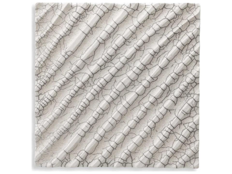 Division Diagonal Raku Ceramic Crackled White Wall Decoration