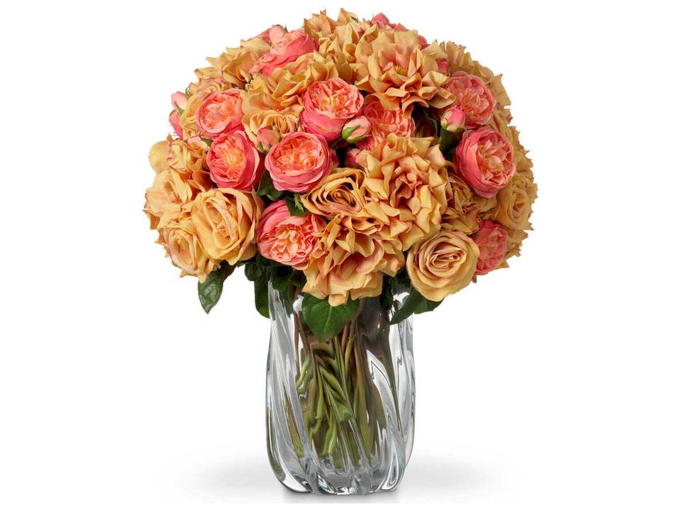 Roses Of Real Touch Three Tone Peach Pcs/3 Varieties Bouquet