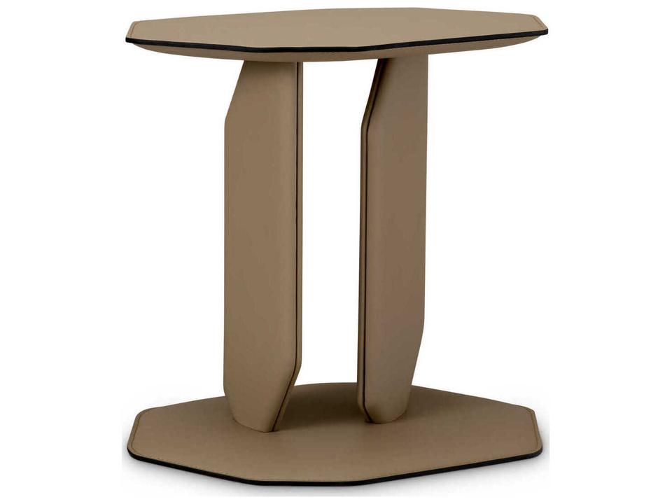 Maurizio Faux Leather Brown Side Table