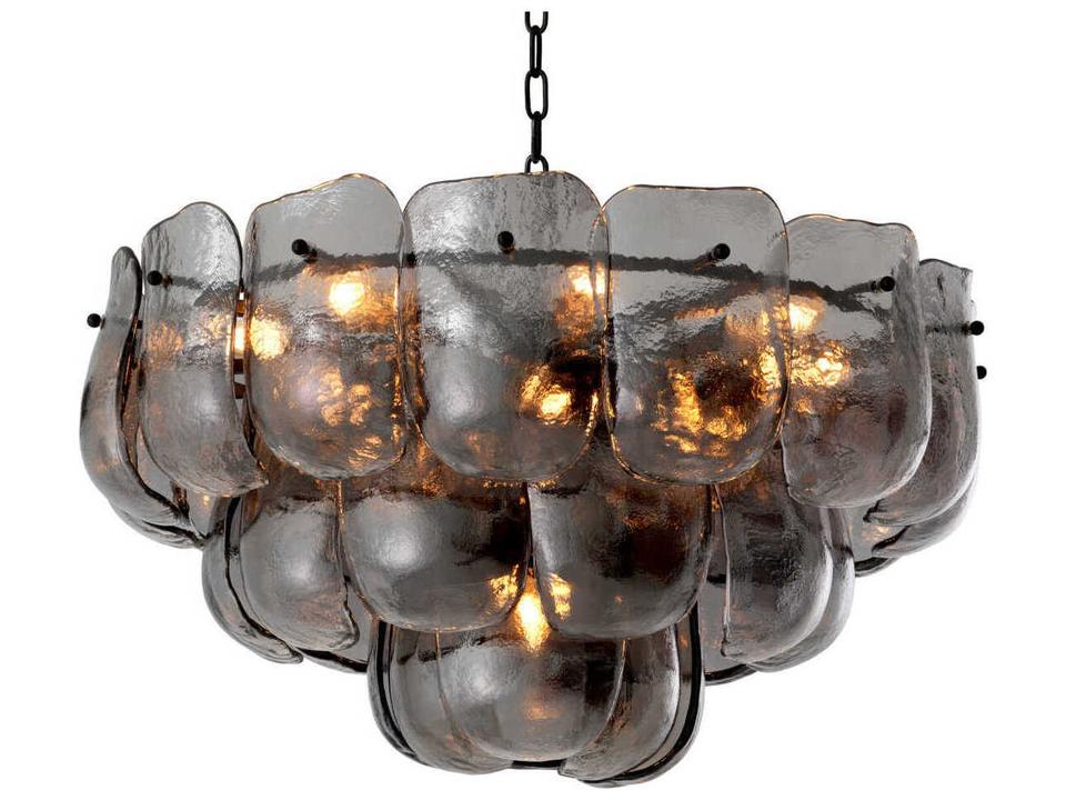Gustave 13-Light Smoke Glass Chandelier in Bronze