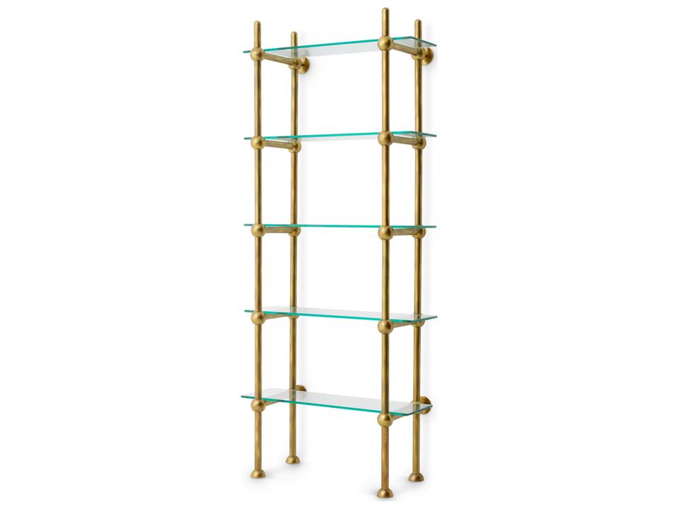Vintage Brass X Clear Glass Etagere