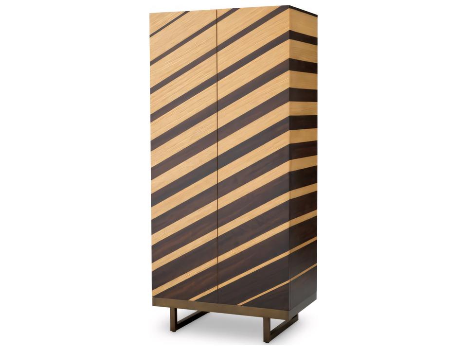 Brown Oak Wood Natural Veneer X Eucalyptus Bar Cabinet