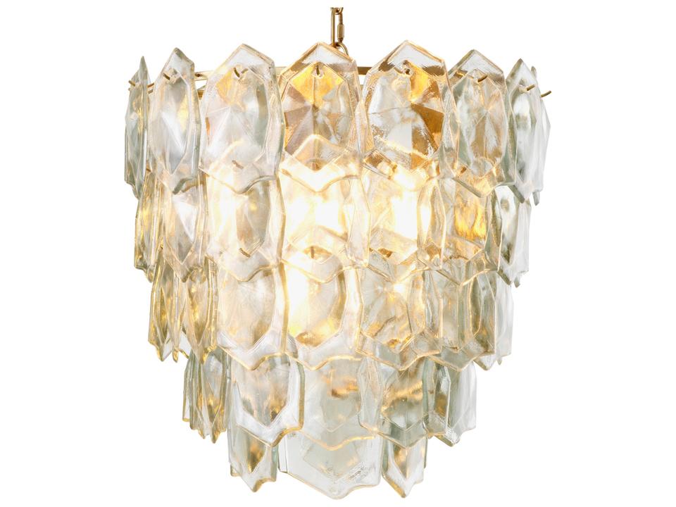 Vintage Brass X Clear Glass Chandelier