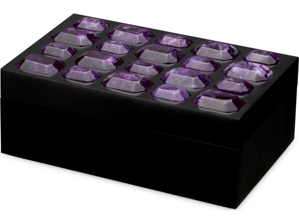 Black X Faux Amethyst Jewelry Box