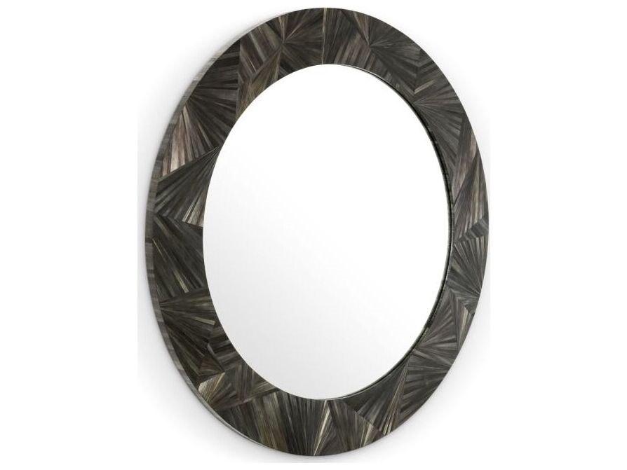 Ethnicraft Mirror Cassara Straw Marquetry Charcoal
