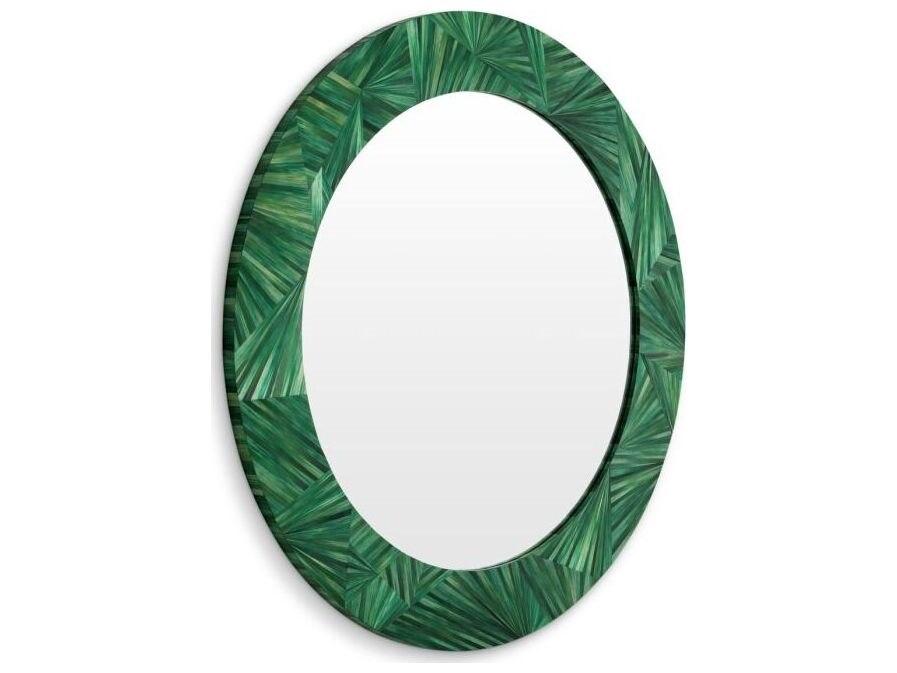 Ethnicraft Mirror Cassara Straw Marquetry Green