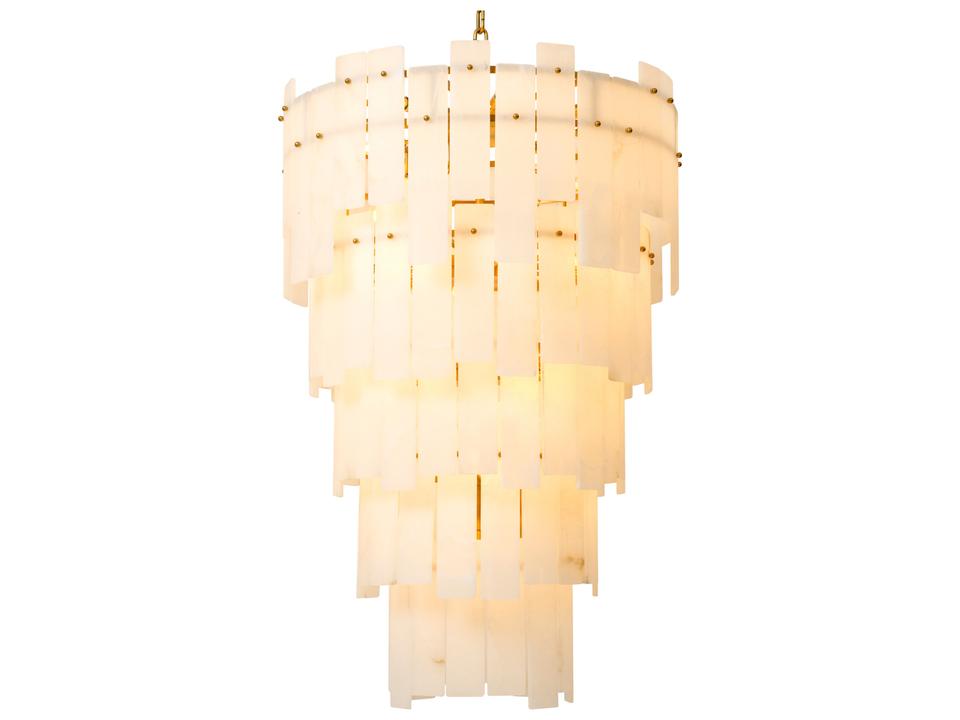 Antique Brass X Alabaster Tiered Chandelier
