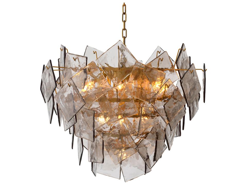 Biltmore 10-Light Chandelier in Antique Brass and Smoke Glass