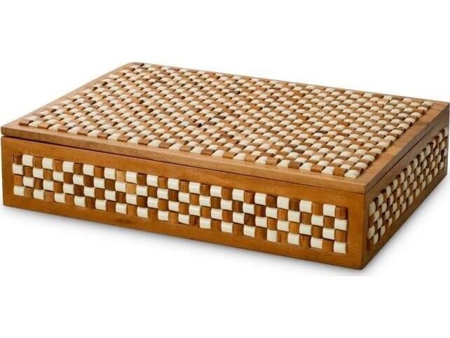 Ethnicraft Box Cavendish L White Brown Beads