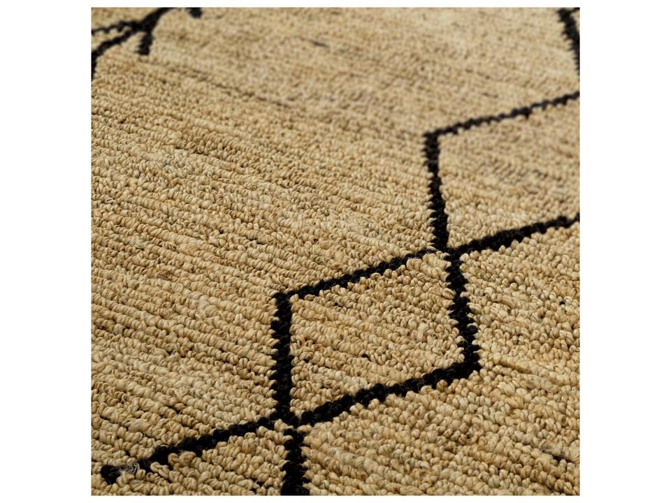 Thornfield Geometric Area Rug in Natural Jute with Black and Beige
