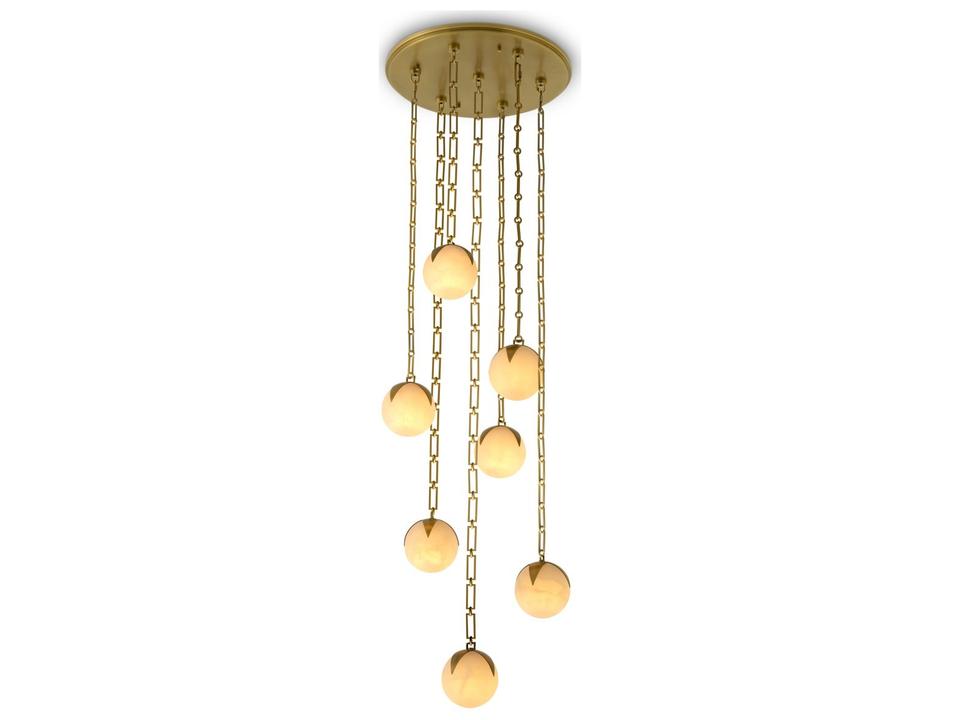 Chandelier Alesa L Antique Brass Finish Alabaster