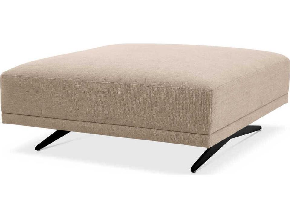 Endless Avalon Sand Upholstered Ottoman with Black Legs