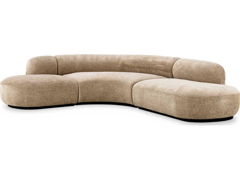Björn L 3-Seat Sofa in Lyssa Sand with Black Wood Base