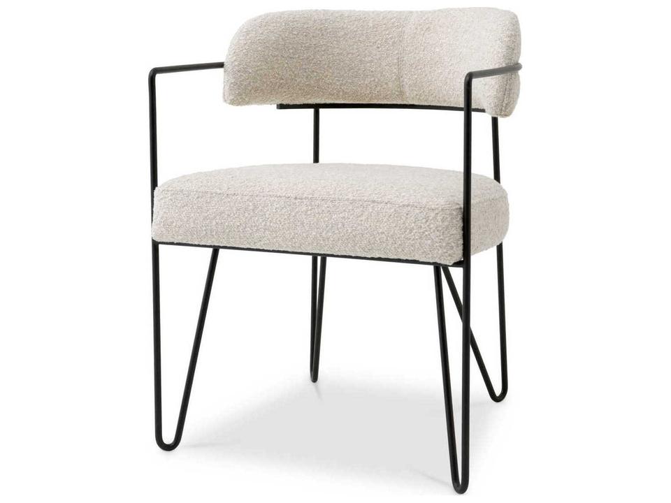 Giuseppe Black Upholstered Dining Armchair in Steel and Polyester