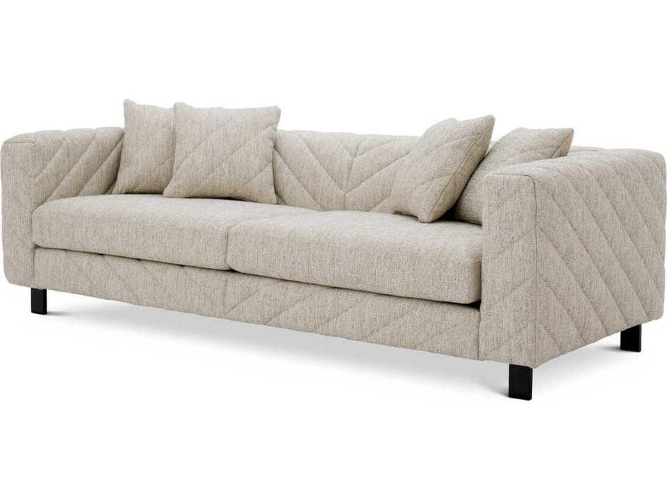 Avellino Splendor Light Grey Black Feet Upholstered Sofa