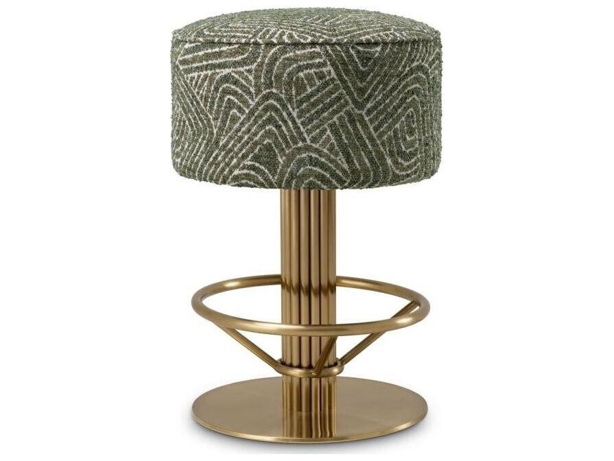 Ethnicraft Counter Stool Carleton Camari Green Brushed Brass Finish