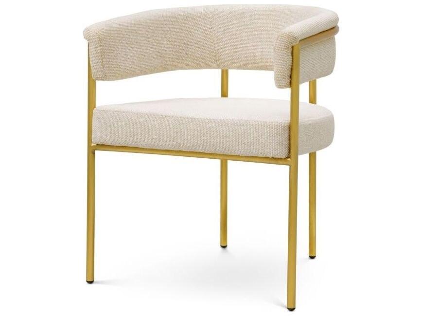 Ethnicraft Dining Chair Gainsley Axton Off-White Brushed Brass Finish