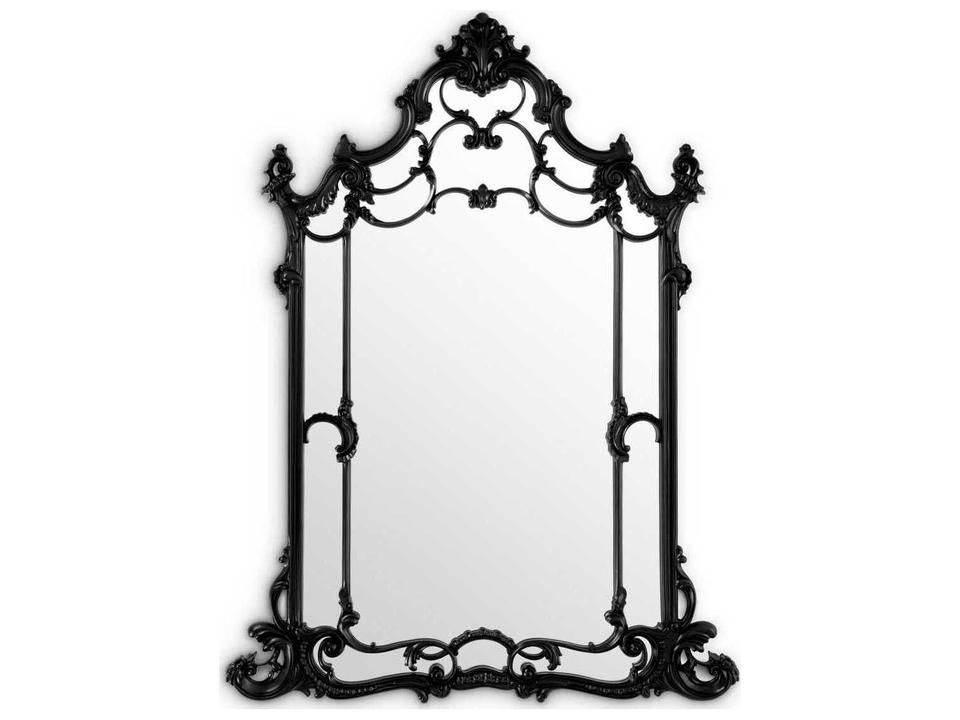 Chippendale Black Bevelled Mirror Glass Wall Vertical