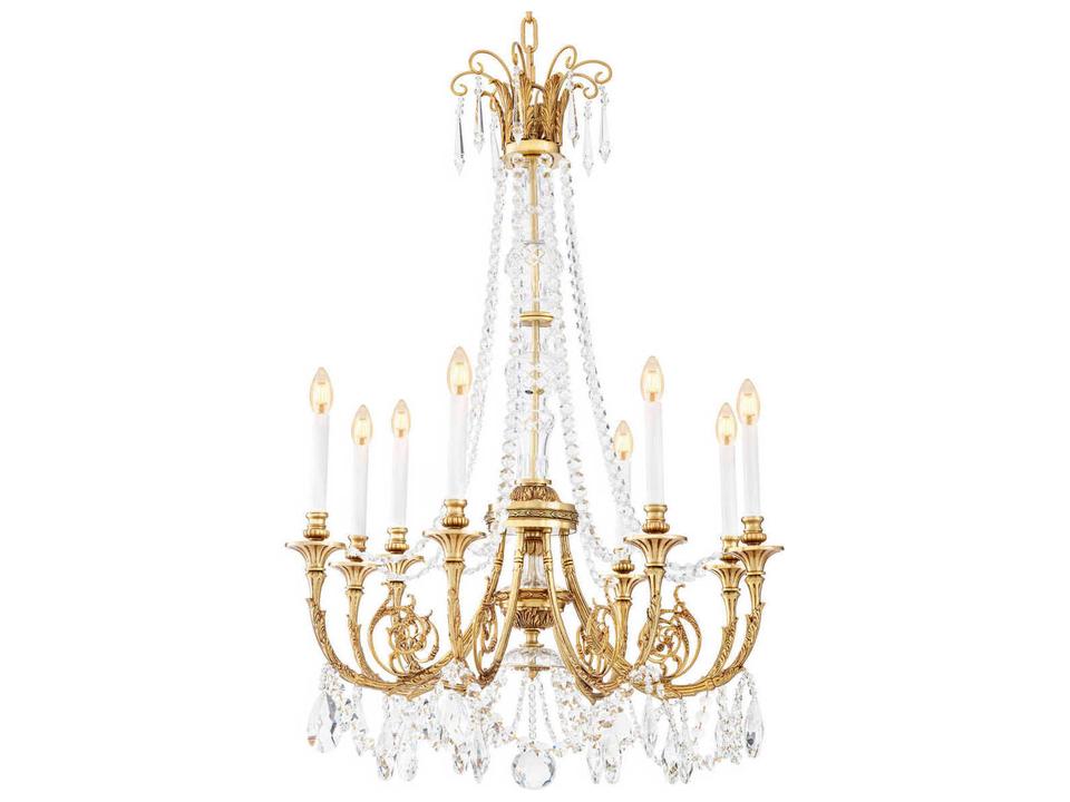Duvaux Antique Gold Traditional Crystal Candelabra Chandelier