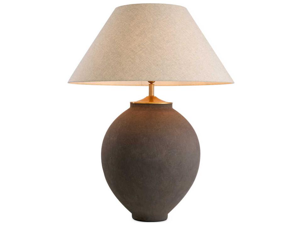 Moon Jar Table Lamp in Taupe and Brushed Brass