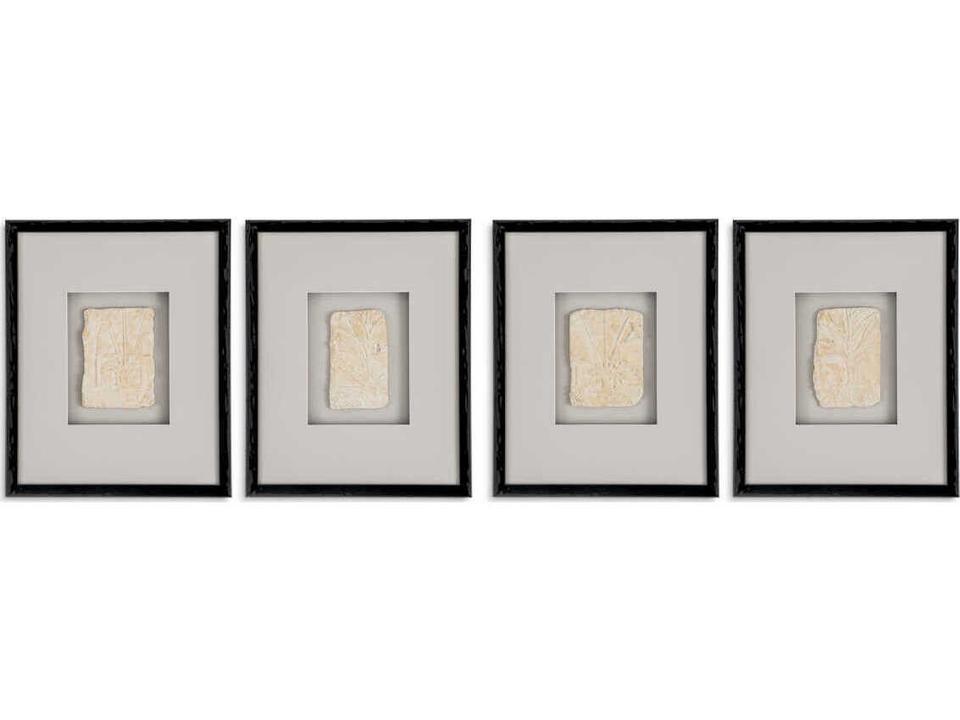 Wall Art Inlay Hatshepsut Set of 4 with Black Wood Frame