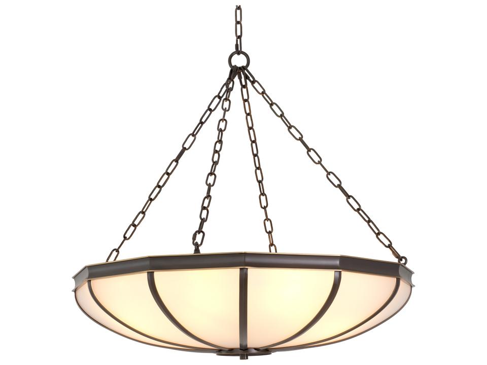Bronze X White Glass Bowl Chandelier