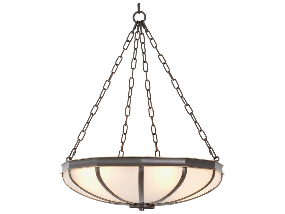 Bronze X White Glass Bowl Chandelier