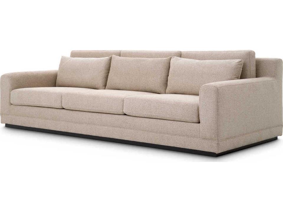 Manhattan Palmer Beige Black Base Upholstered Sofa