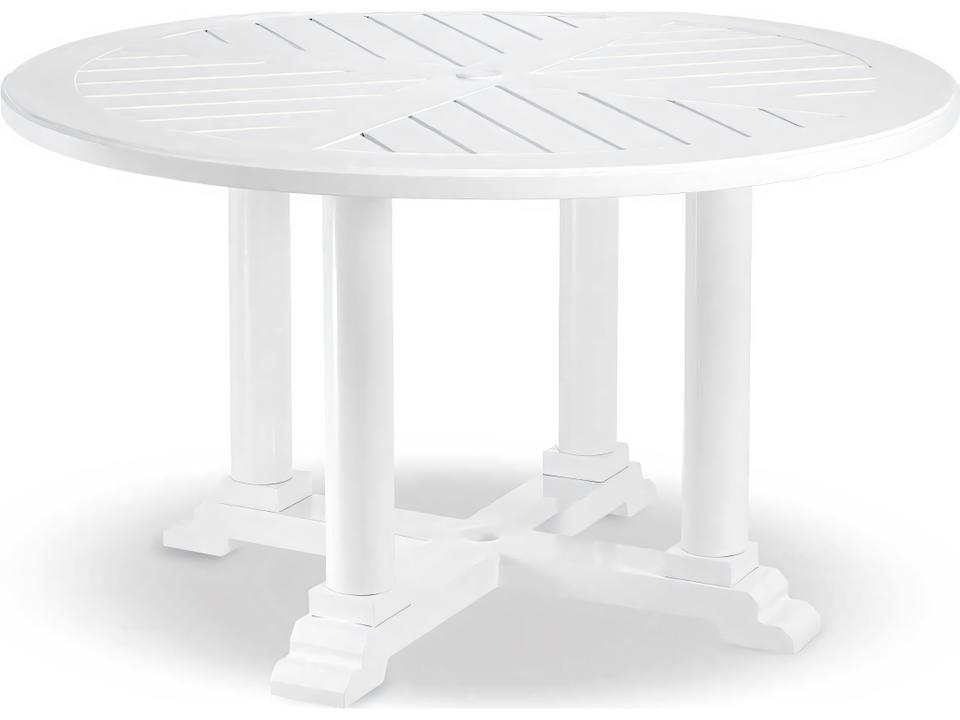 Bell Rive S Round Dining Table with Umbrella Hole in Matte White