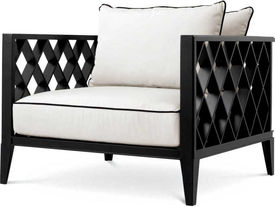 Ocean Club Aluminum Lounge Chair with Sunbrella Canvas Black Cushions
