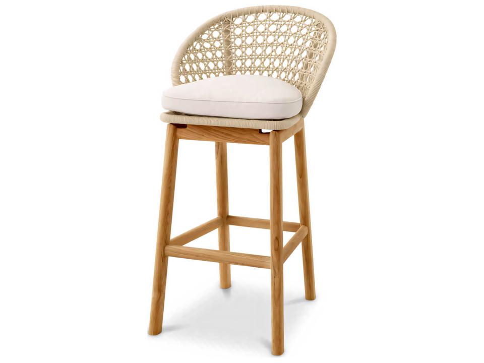 Trinity Flores Off-white Teak Rope Bar Stool