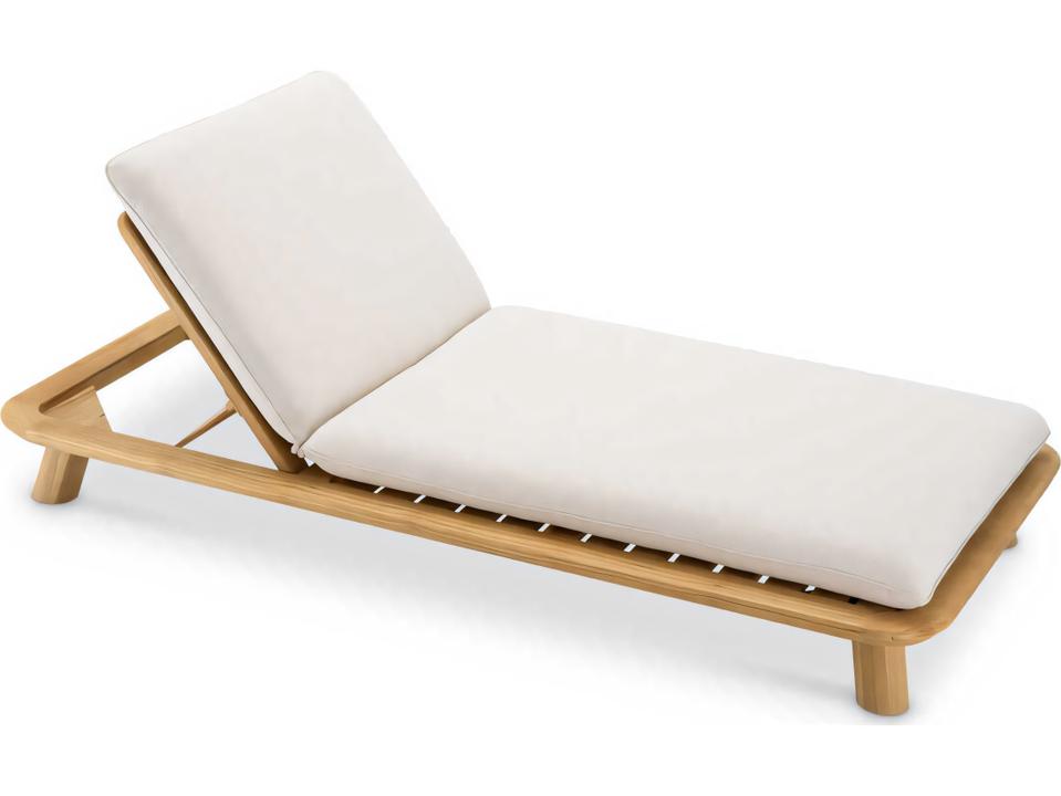 Weston Single Natural Teak Lounge Bed in Viola Sand