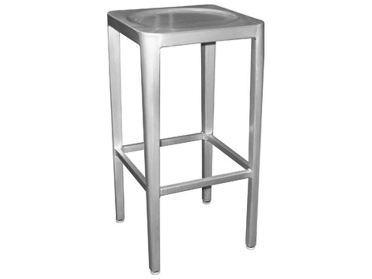 Anna Aluminum Backless Outdoor Bar Stool in Brushed Aluminum