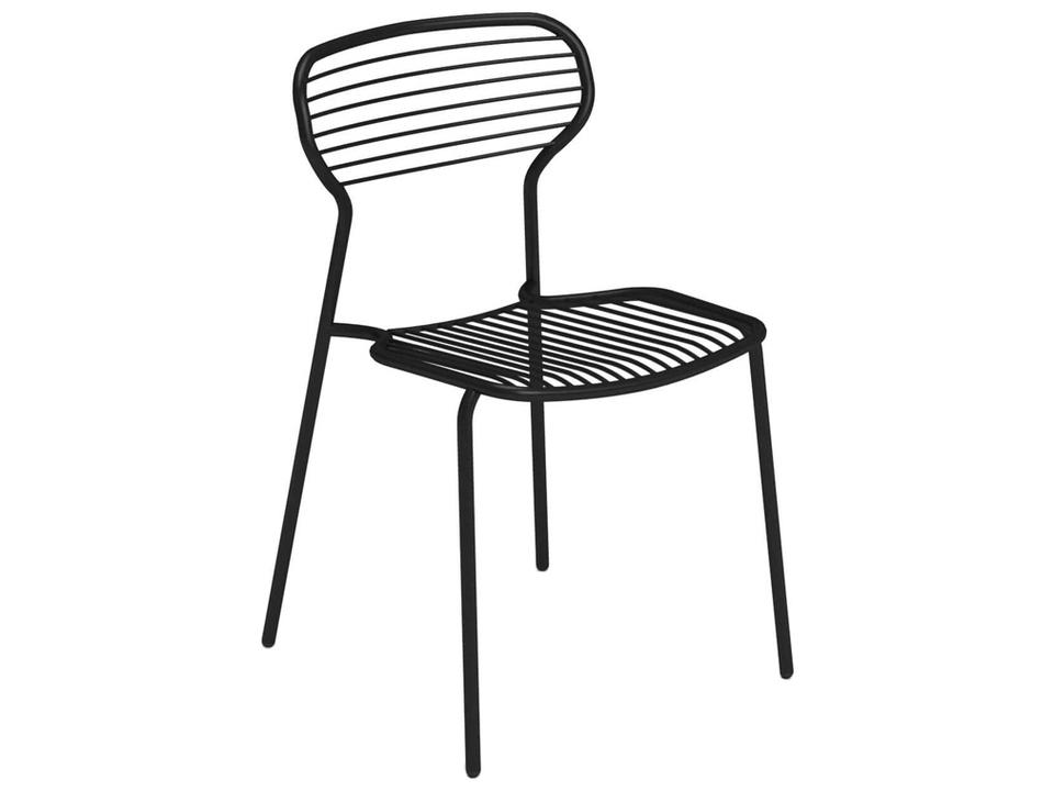 Apero Black Steel Stackable Outdoor Dining Side Chair