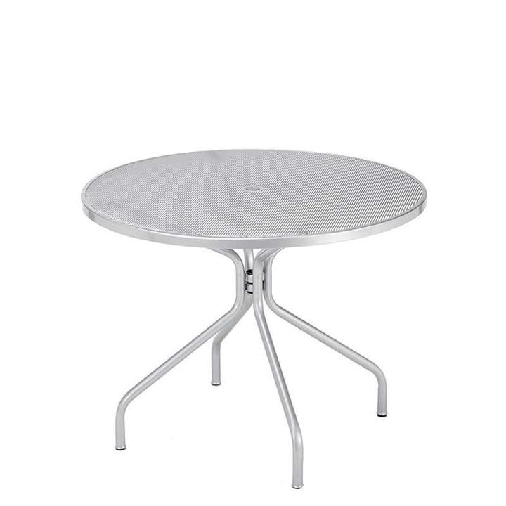 Cambi 36 Inch Round Steel Dining Table with Umbrella Hole