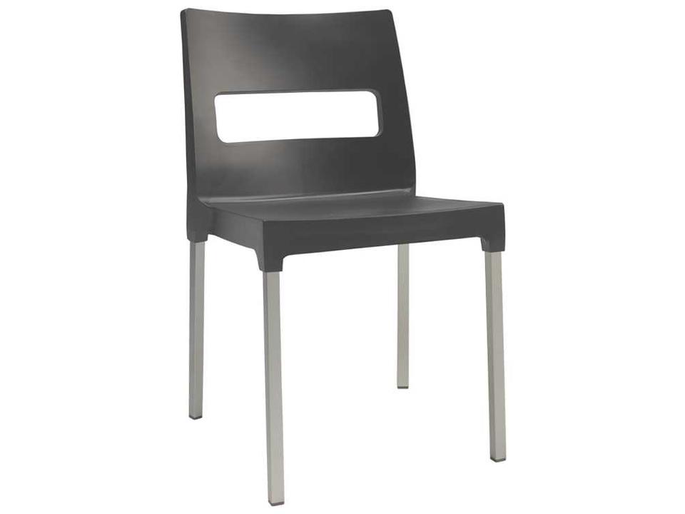 Olly Polypropylene and Aluminum Stacking Side Chair